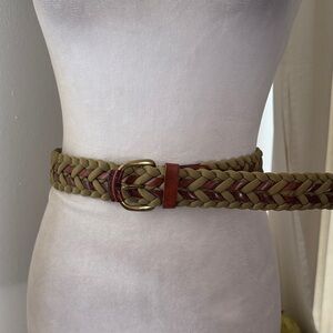 Anderson’s woven canvas and leather solid brass buckle belt